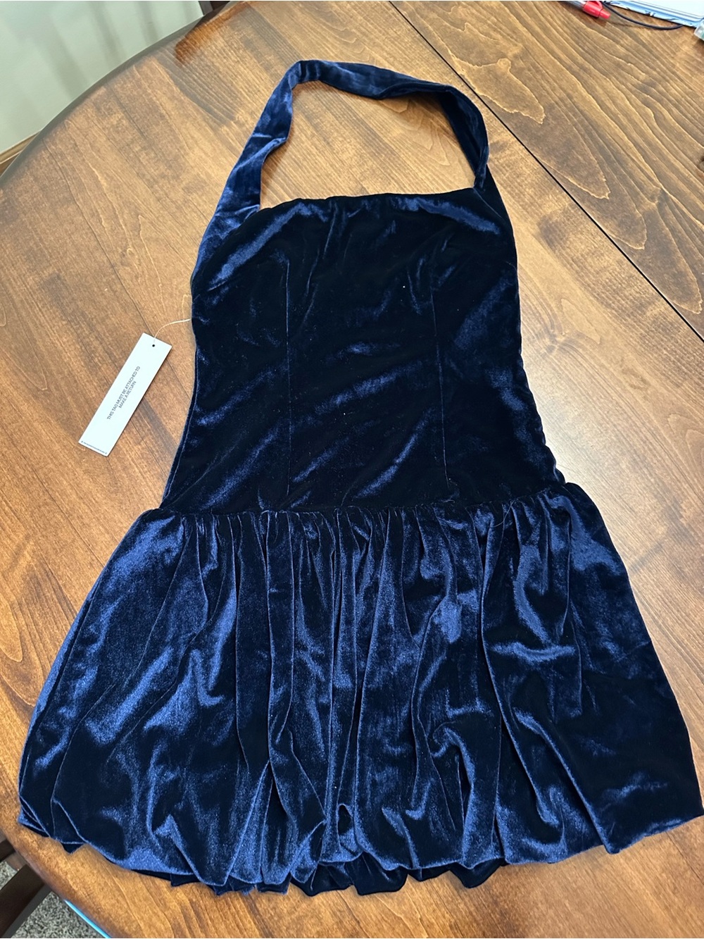 Princess Polly Women’s Navy Velvet Halter bubble hem Dress